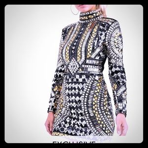 ASOS Starlet baroque embellished high neck dress